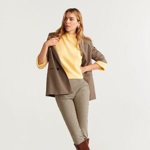 Mango yellow mock-neck rolled-up sleeves sweater